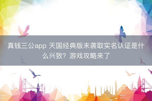 真钱三公app 天国经典版未袭取实名认证是什么兴致？游戏攻略来了