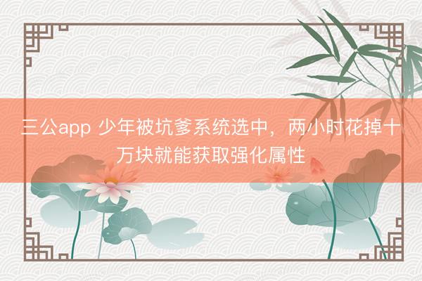 三公app 少年被坑爹系统选中，两小时花掉十万块就能获取强化属性