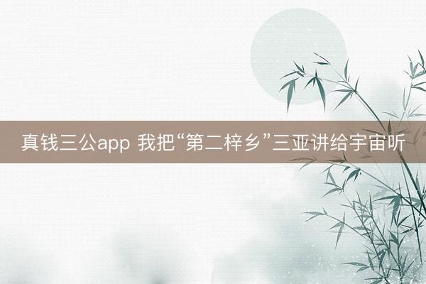 真钱三公app 我把“第二梓乡”三亚讲给宇宙听