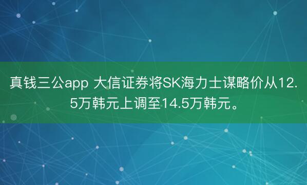 真钱三公app 大信证券将SK海力士谋略价从12.5万韩元上调至14.5万韩元。