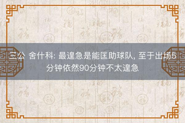三公 舍什科: 最遑急是能匡助球队， 至于出场5分钟依然90分钟不太遑急