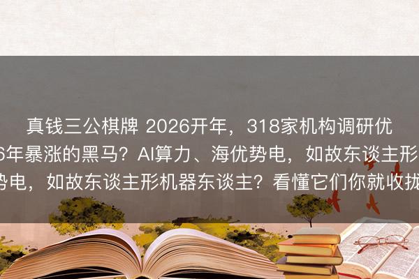 真钱三公棋牌 2026开年,318家机构调研优质股曝光,这些股票是26年暴涨的黑马?AI算力、海优势电,如故东谈主形机器东谈主?看懂它们你就收拢了干线!