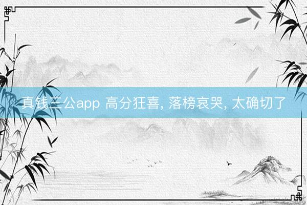 真钱三公app 高分狂喜, 落榜哀哭, 太确切了
