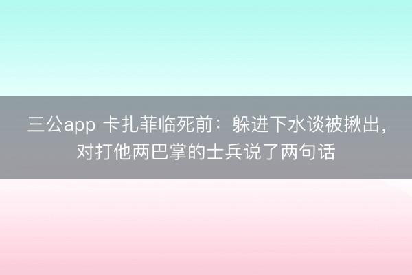 三公app 卡扎菲临死前:躲进下水谈被揪出,对打他两巴掌的士兵说了两句话