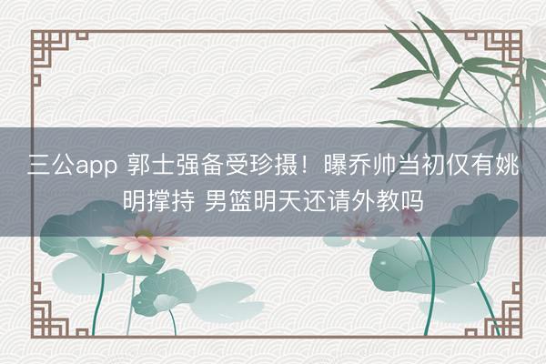 三公app 郭士强备受珍摄!曝乔帅当初仅有姚明撑持 男篮明天还请外教吗