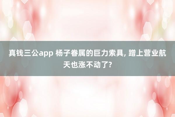 真钱三公app 杨子眷属的巨力索具， 蹭上营业航天也涨不动了?