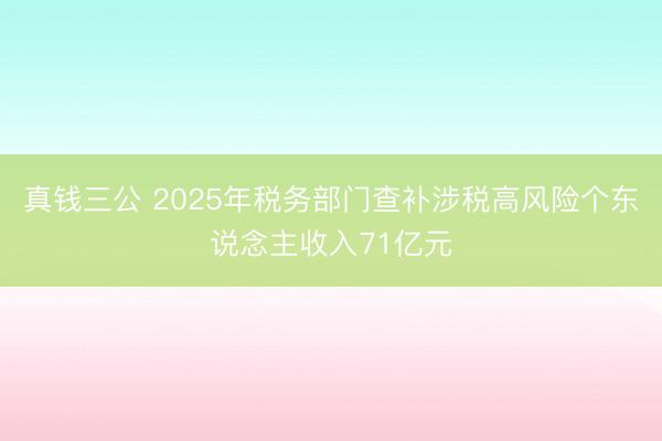真钱三公 2025年税务部门查补涉税高风险个东说念主收入71亿元