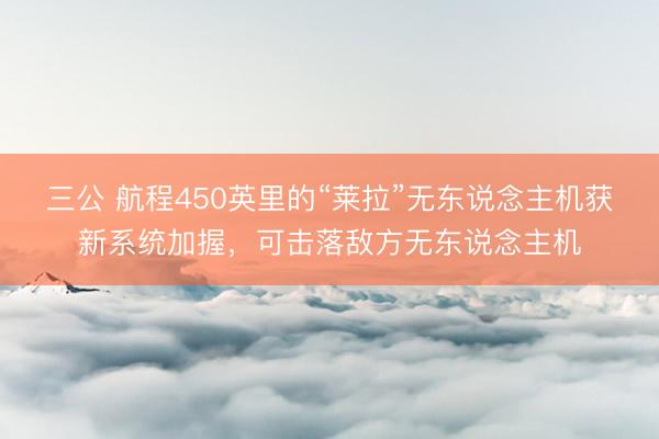 三公 航程450英里的“莱拉”无东说念主机获新系统加握，可击落敌方无东说念主机