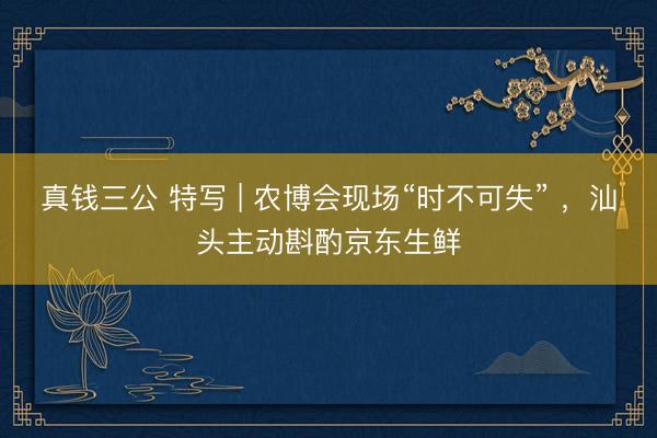 真钱三公 特写 | 农博会现场“时不可失” ,汕头主动斟酌京东生鲜
