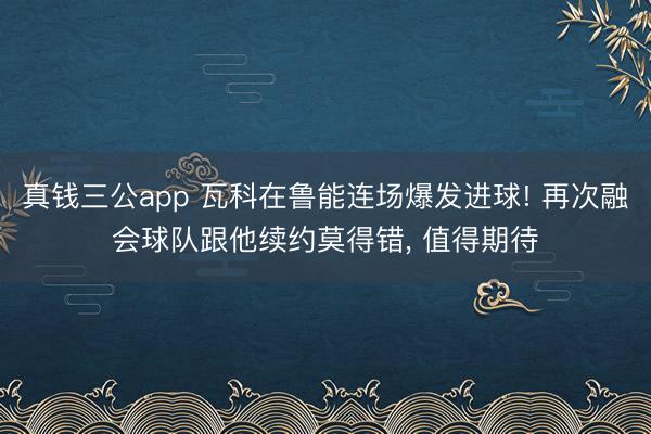 真钱三公app 瓦科在鲁能连场爆发进球! 再次融会球队跟他续约莫得错, 值得期待