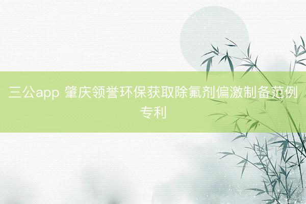 三公app 肇庆领誉环保获取除氟剂偏激制备范例专利