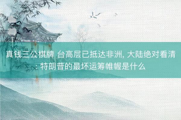 真钱三公棋牌 台高层已抵达非洲， 大陆绝对看清: 特朗普的最坏运筹帷幄是什么