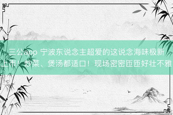 三公app 宁波东说念主超爱的这说念海味极新上市！炒菜、煲汤都适口！现场密密匝匝好壮不雅