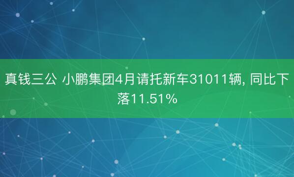 真钱三公 小鹏集团4月请托新车31011辆， 同比下落11.51%