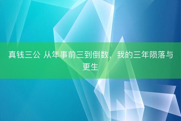 真钱三公 从年事前三到倒数，我的三年陨落与更生