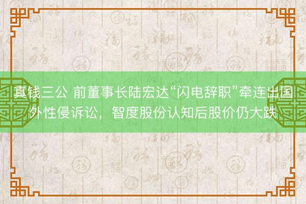 真钱三公 前董事长陆宏达“闪电辞职”牵连出国外性侵诉讼，智度股份认知后股价仍大跌