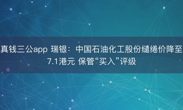 真钱三公app 瑞银：中国石油化工股份缱绻价降至7.1港元 保管“买入”评级