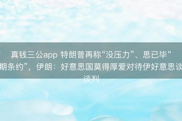 真钱三公app 特朗普再称“没压力”、思已毕“长期条约”，伊朗：好意思国莫得厚爱对待伊好意思谈判
